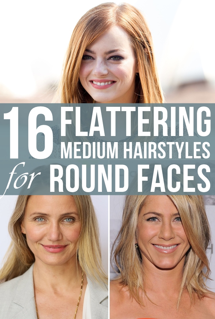 16 Flattering Medium Hairstyles for Round Faces